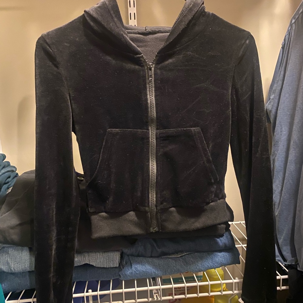 Women's Black Velvet Sweatsuit Set